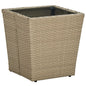 Rattan PE tempered glass beige coffee table 41.5x41.5x44cm