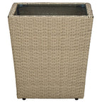 Mesa de centro de ratán PE vidrio templado beige 41,5x41,5x44cm
