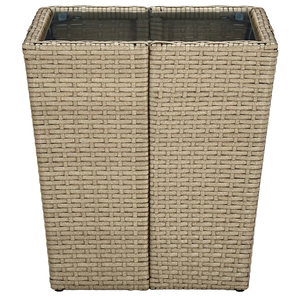 Mesa de centro de ratán PE vidrio templado beige 41,5x41,5x44cm