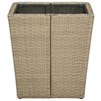 Mesa de centro de ratán PE vidrio templado beige 41,5x41,5x44cm