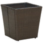 Rattan PE tempered glass beige coffee table 41.5x41.5x44cm