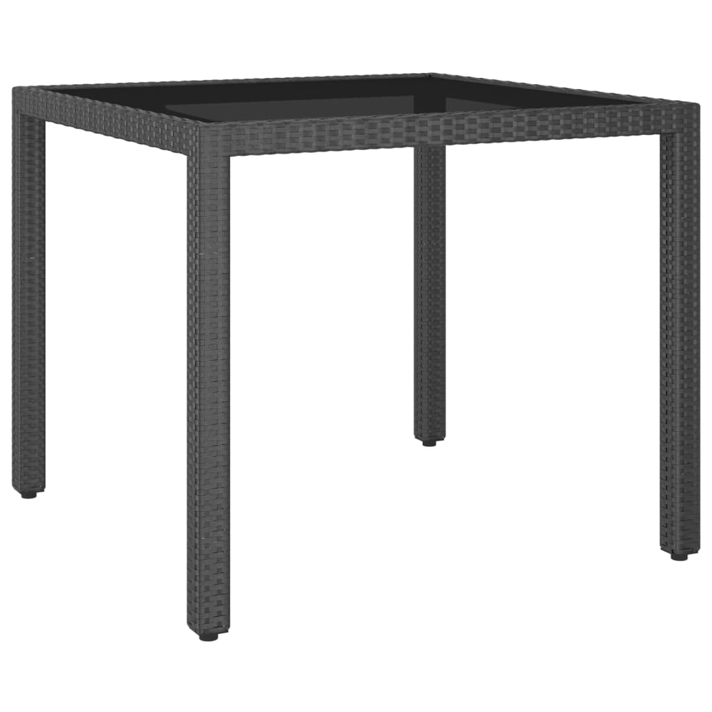 Black synthetic rattan garden table 90x90x75 cm