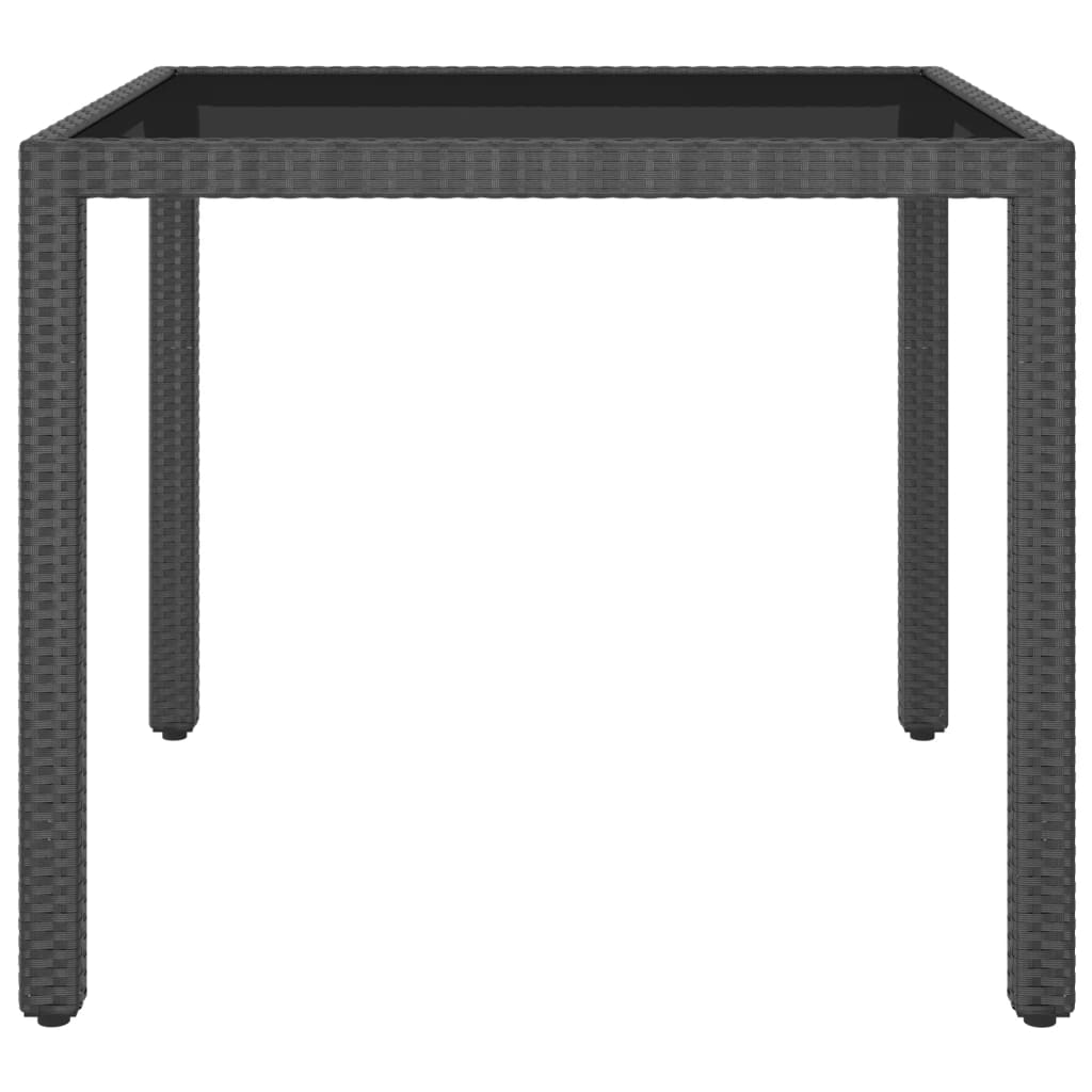 Mesa de jardín ratán sintético negro 90x90x75 cm
