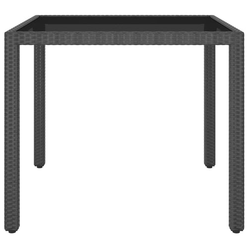Black synthetic rattan garden table 90x90x75 cm