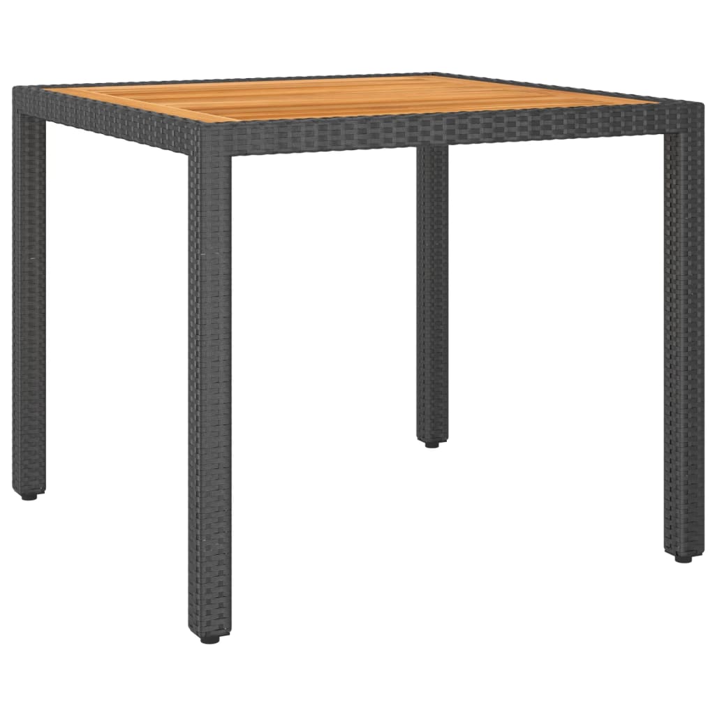 Mesa de jardín de ratán sintético gris 90x90x75 cm