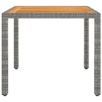 Mesa de jardín de ratán sintético gris 90x90x75 cm