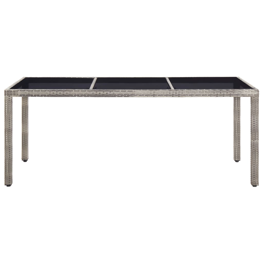 Mesa de jardín de ratán sintético gris 190x90x75 cm