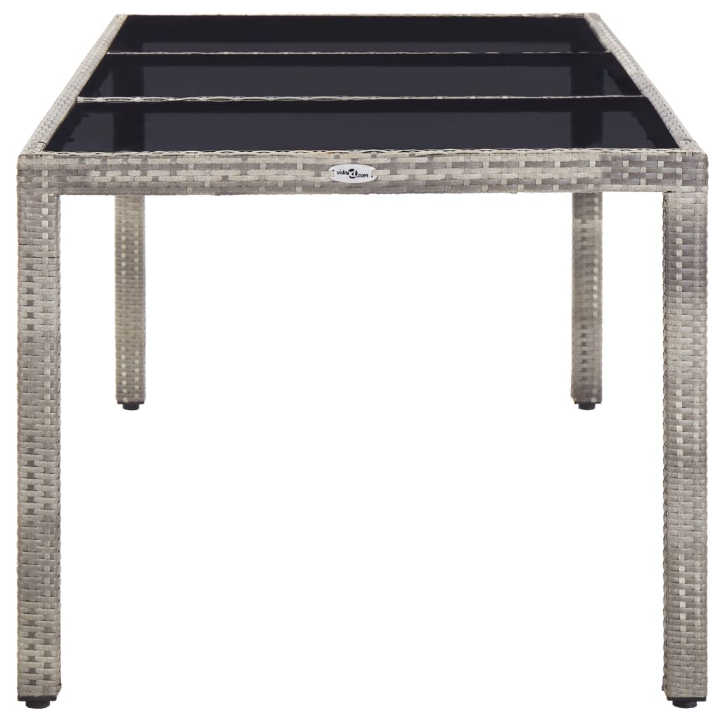 Mesa de jardín de ratán sintético gris 190x90x75 cm