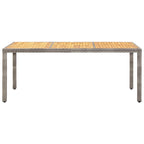Mesa de jardín madera acacia ratán sintético gris 190x90x75 cm