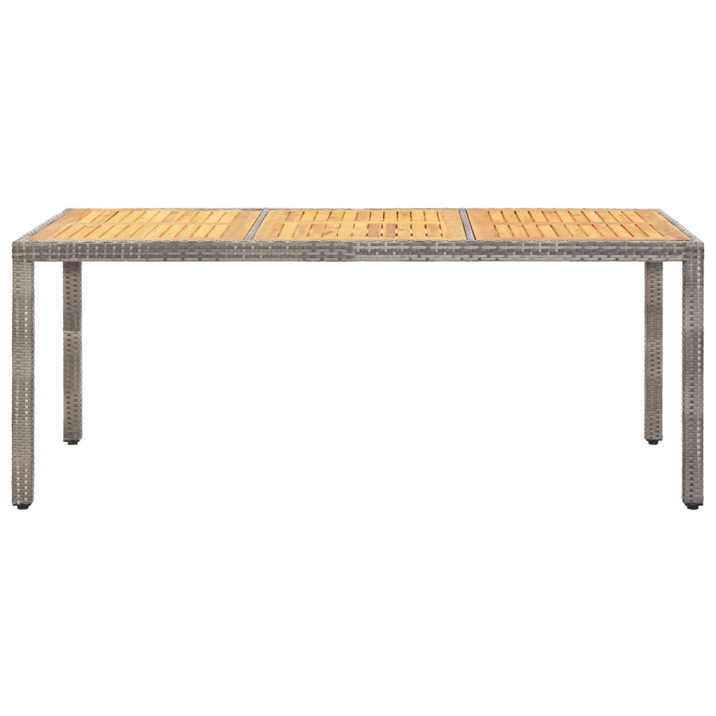 Mesa de jardín madera acacia ratán sintético gris 190x90x75 cm