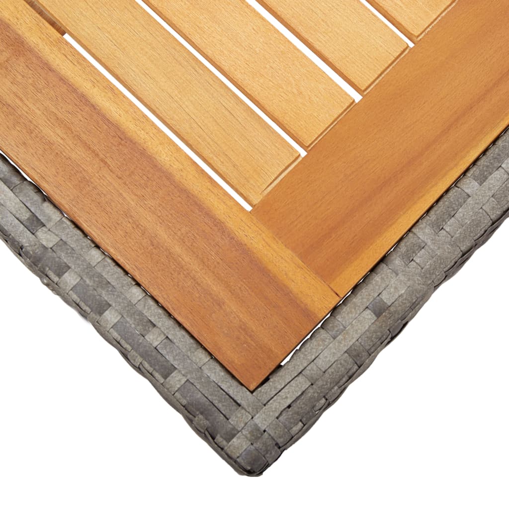 Mesa de jardín madera acacia ratán sintético gris 190x90x75 cm