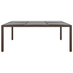 Mesa de jardín superficie de vidrio ratán marrón 200x150x75 cm