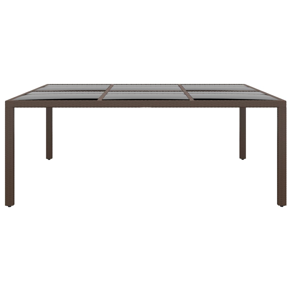 Mesa de jardín superficie de vidrio ratán marrón 200x150x75 cm