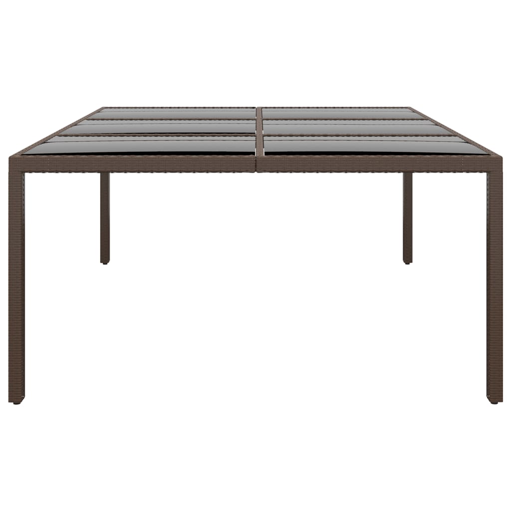 Mesa de jardín superficie de vidrio ratán marrón 200x150x75 cm