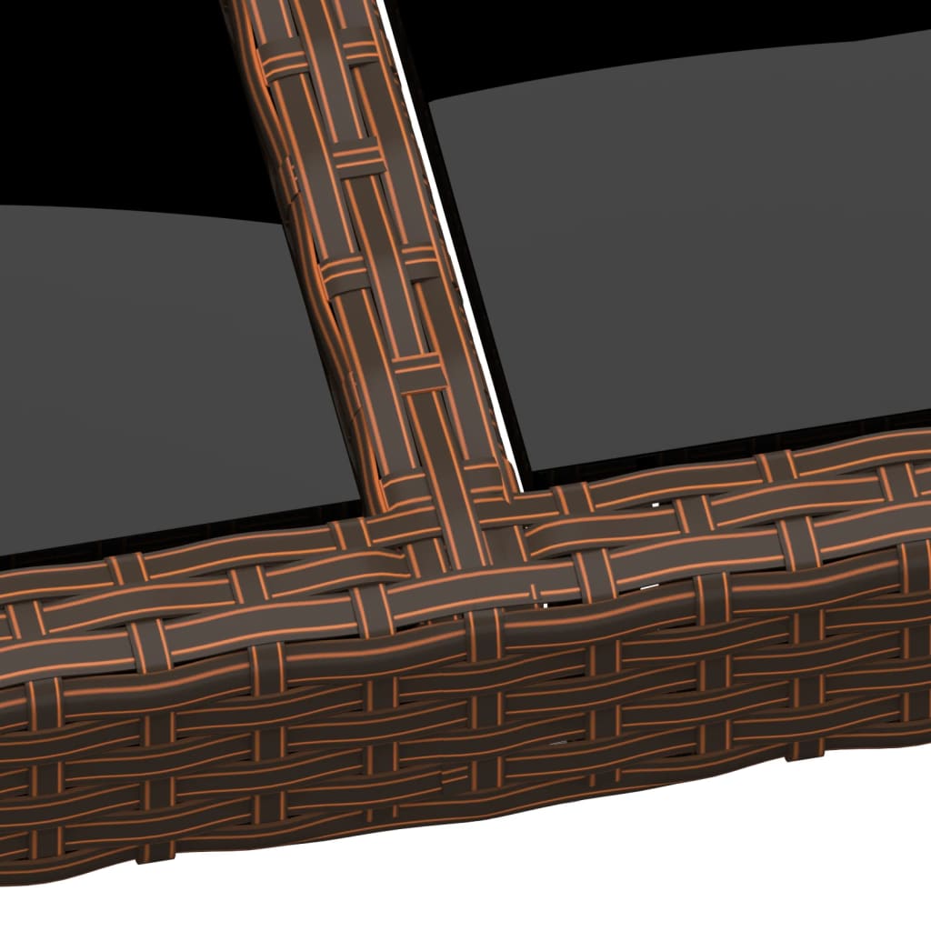 Mesa de jardín superficie de vidrio ratán marrón 200x150x75 cm