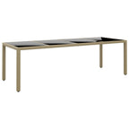 Mesa de jardín superficie de vidrio ratán PE beige 110x68x70 cm