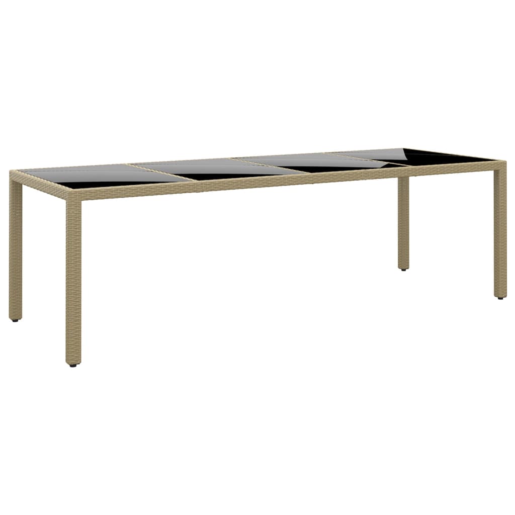 Mesa de jardín superficie de vidrio ratán PE beige 110x68x70 cm