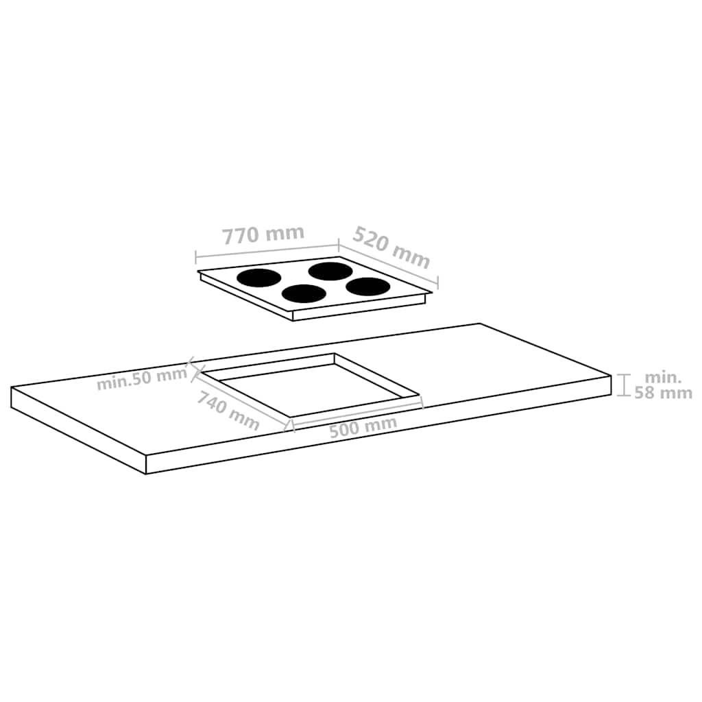 Placa de inducción con 4 quemadores control táctil 77 cm 7000 W