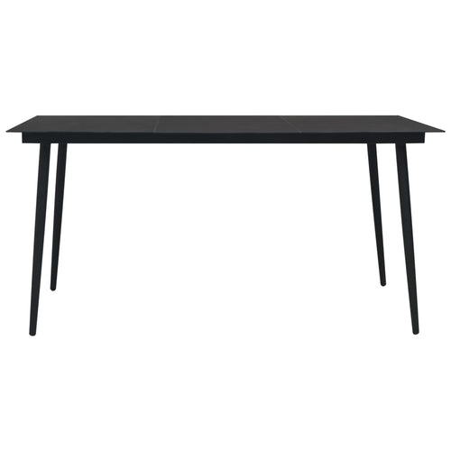Black Garden Dining Table Steel and Glass 150x80x74 cm