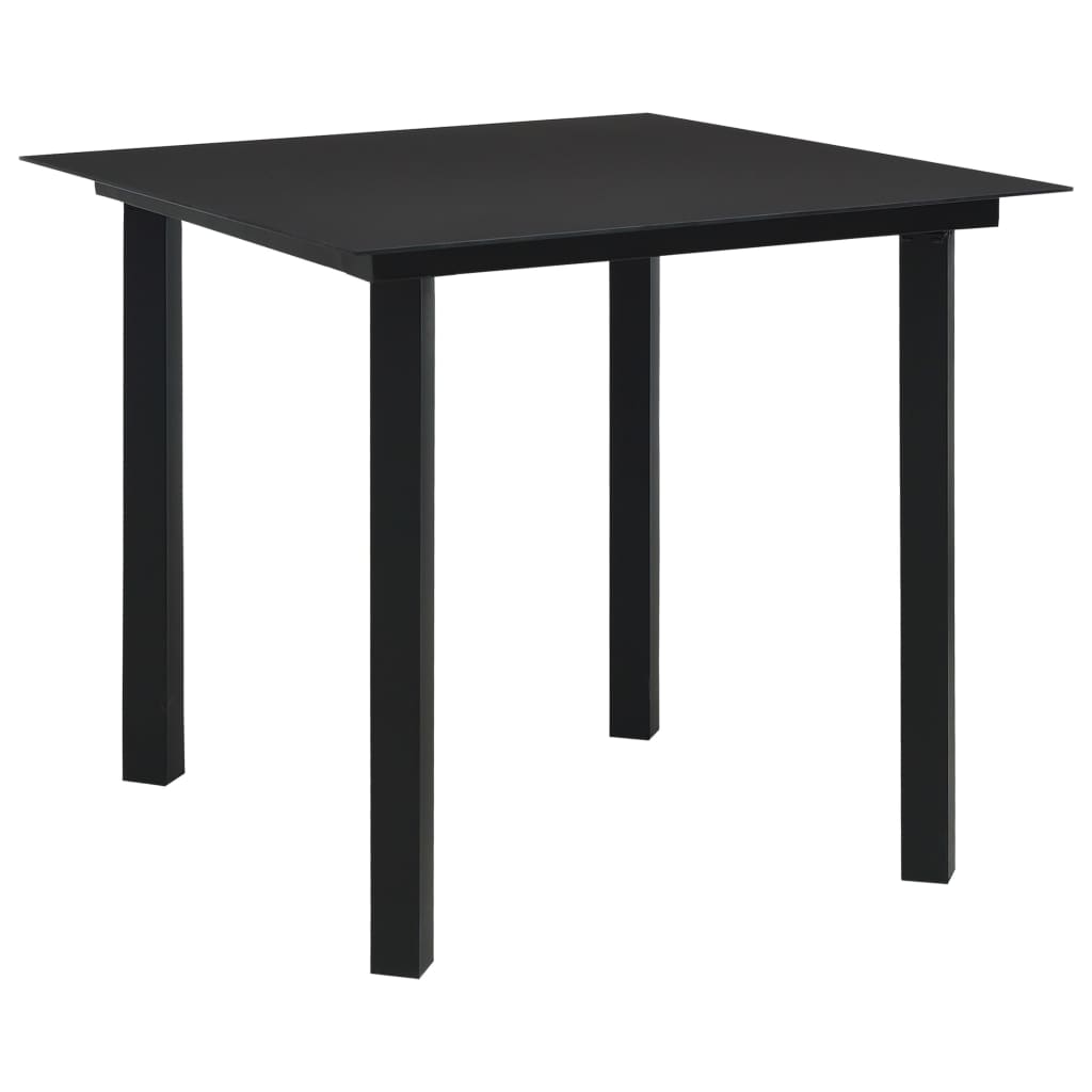 Mesa de comedor de jardín acero y vidrio negra 190x90x74 cm
