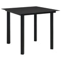 Mesa de comedor de jardín acero y vidrio negra 190x90x74 cm