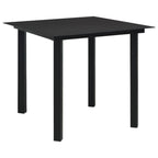 Mesa de comedor de jardín acero y vidrio negra 190x90x74 cm