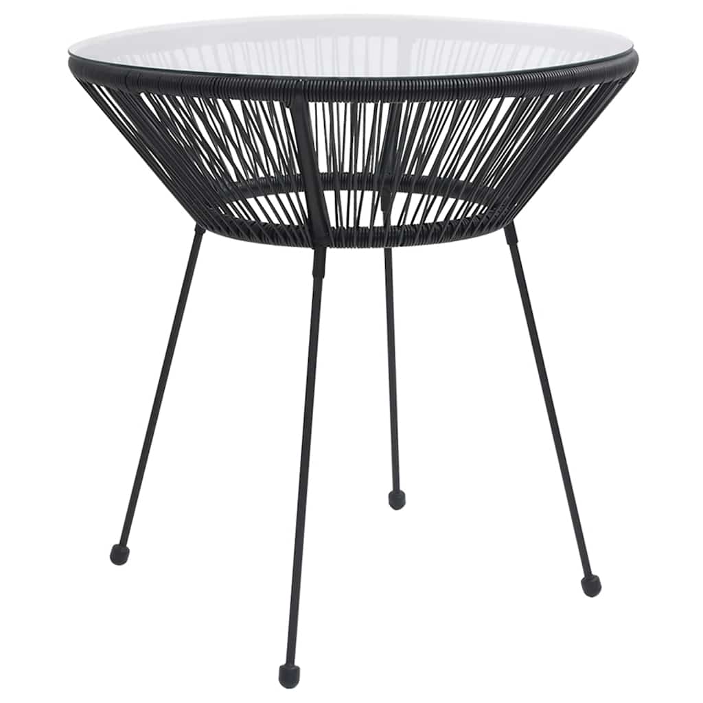 Black steel and glass garden dining table Ø70x74 cm