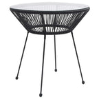 Black steel and glass garden dining table Ø70x74 cm
