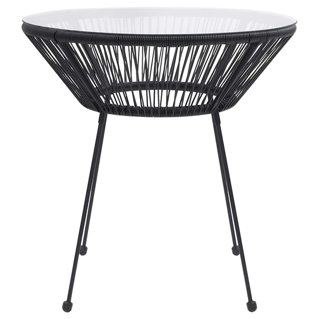 Black steel and glass garden dining table Ø70x74 cm