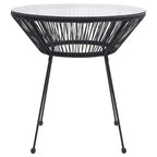 Black steel and glass garden dining table Ø70x74 cm