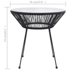Black steel and glass garden dining table Ø70x74 cm