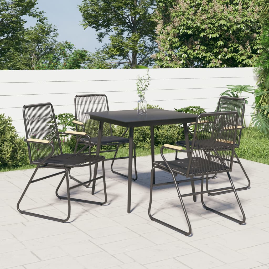 Garden chairs 2 pcs PVC rattan black 58x59x85.5 cm
