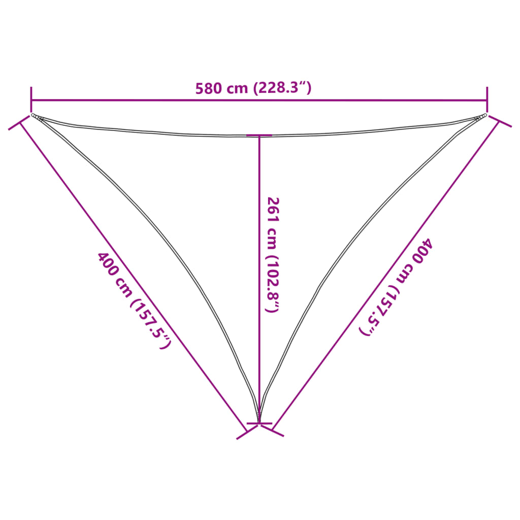 Toldo de vela antracita HDPE 160 g/m² 4x4x5,8 m
