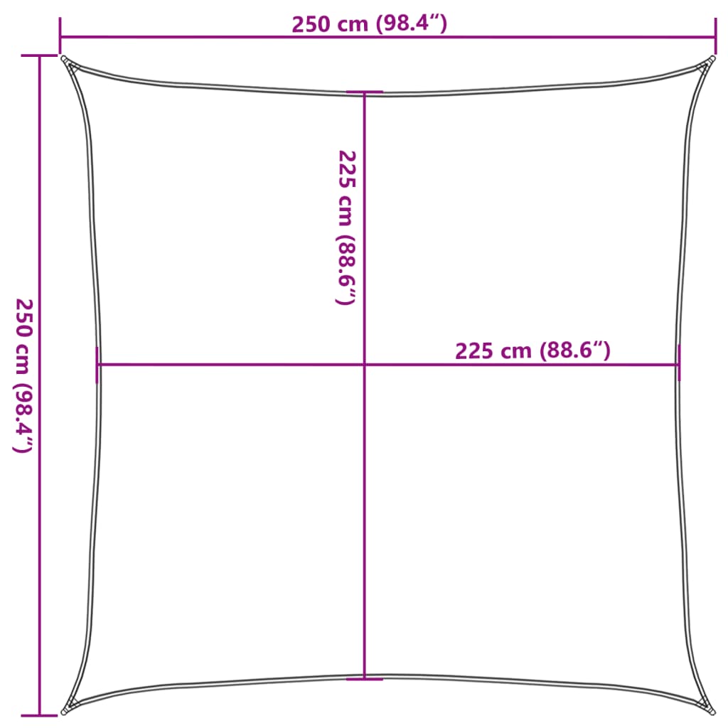 Toldo de vela blanco HDPE 160 g/m² 2,5x2,5 m