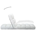 Tumbona de suelo plegable de cuero sintético blanco
