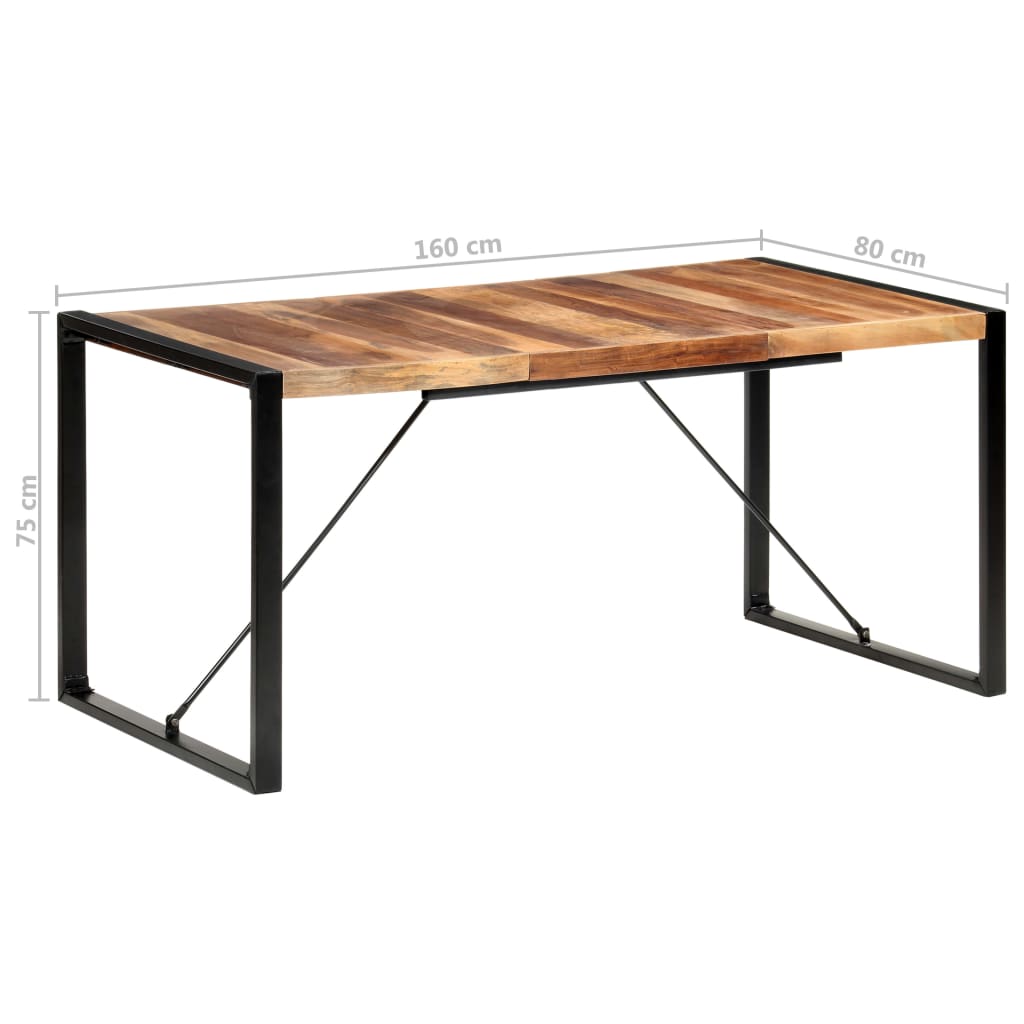 Mesa de comedor madera maciza con acabado acacia 160x80x75 cm