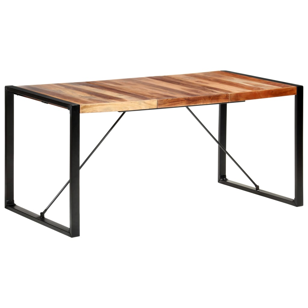 Mesa de comedor madera maciza con acabado acacia 160x80x75 cm