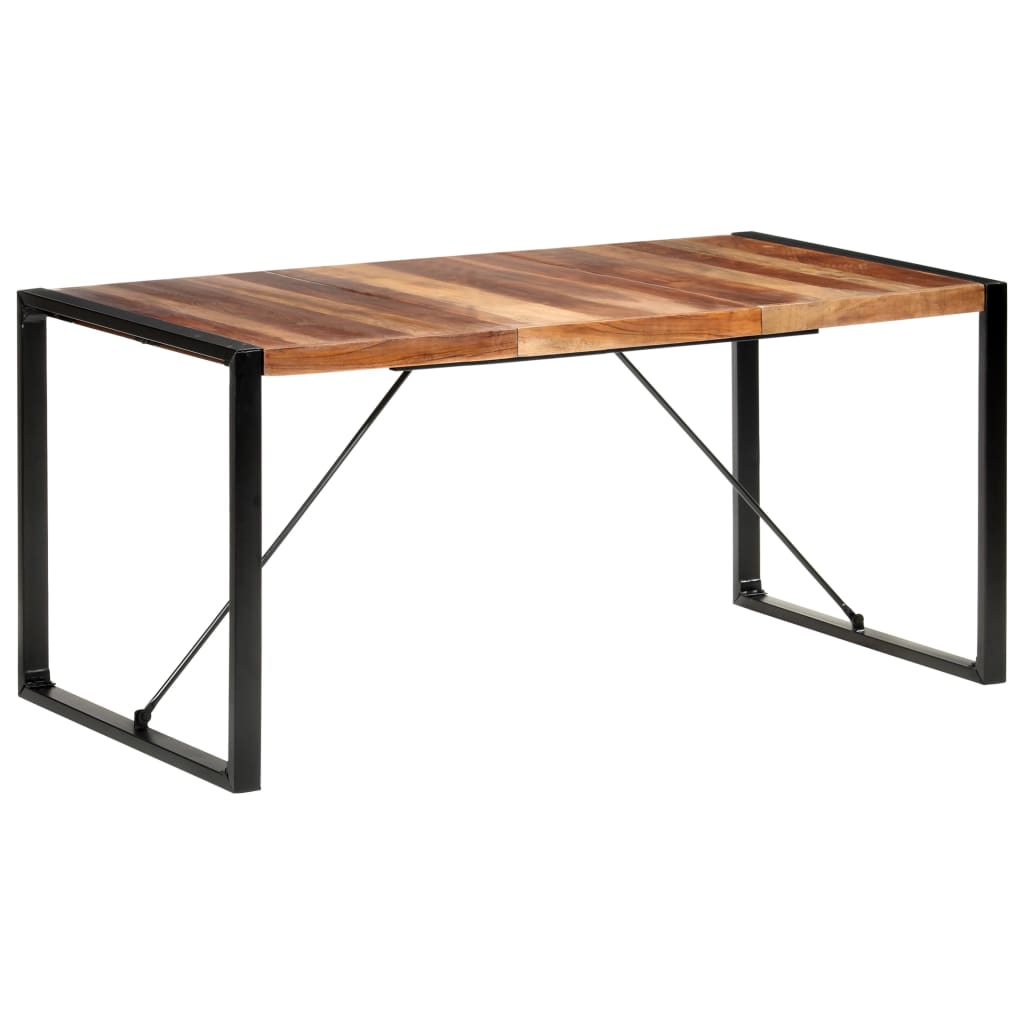 Mesa de comedor madera maciza con acabado acacia 160x80x75 cm