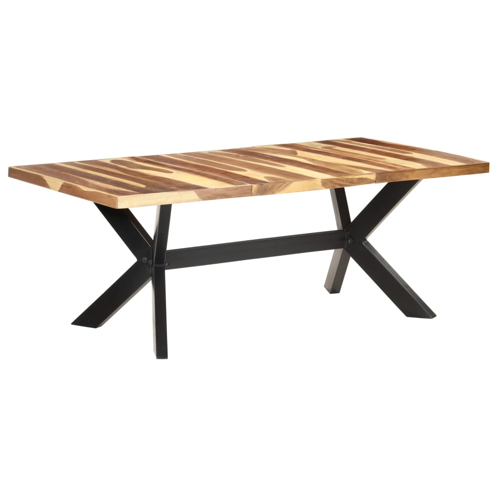 Mesa de comedor madera maciza con acabado acacia 160x80x75 cm