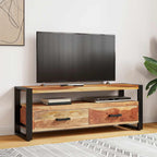 Mueble de TV madera maciza con acabado miel 120x35x45 cm