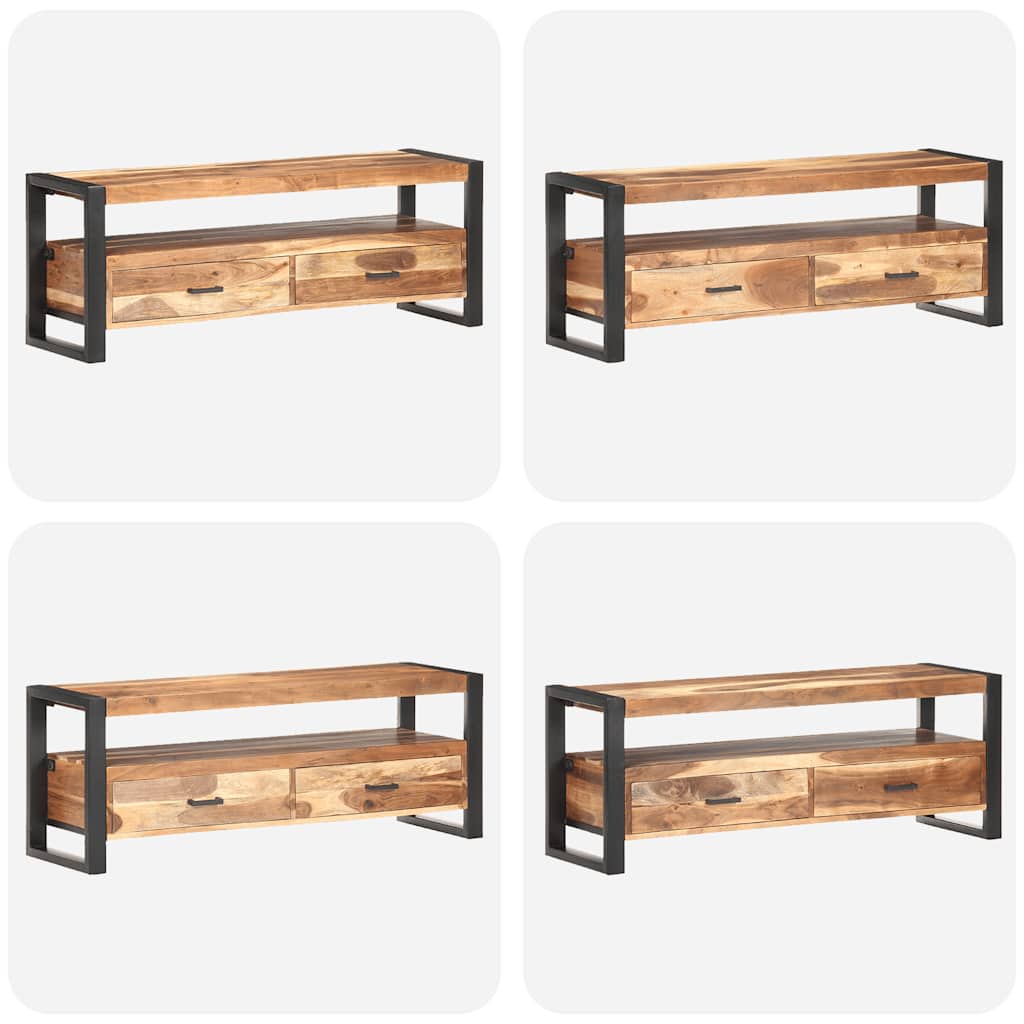 Mueble de TV madera maciza con acabado miel 120x35x45 cm