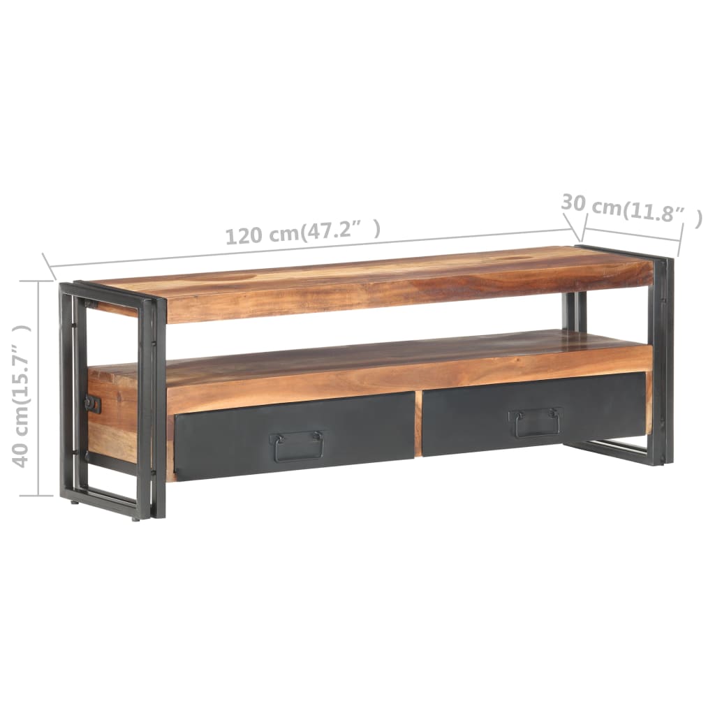 Mueble de TV de madera maciza 120x30x40 cm