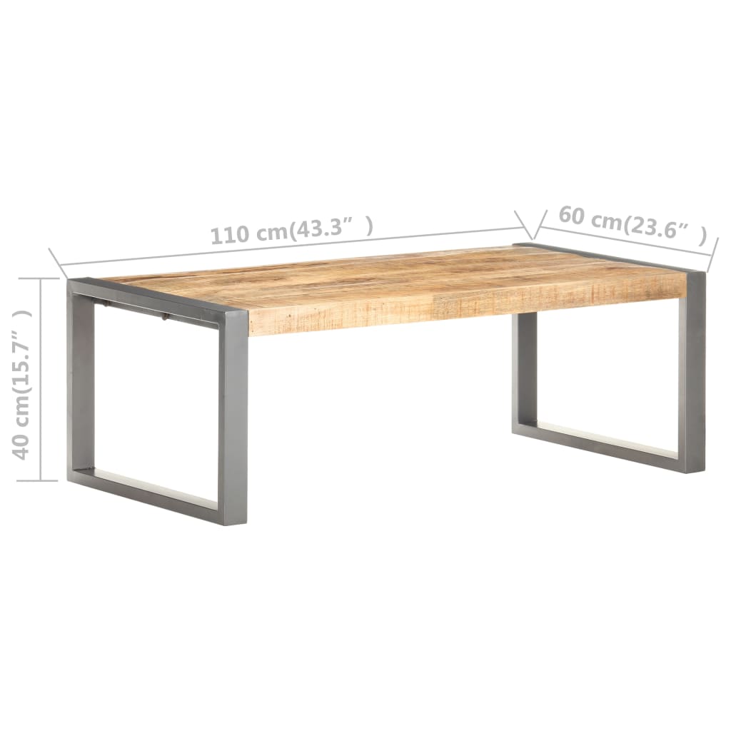 Mesa de centro madera de mango rugosa 110x60x40 cm