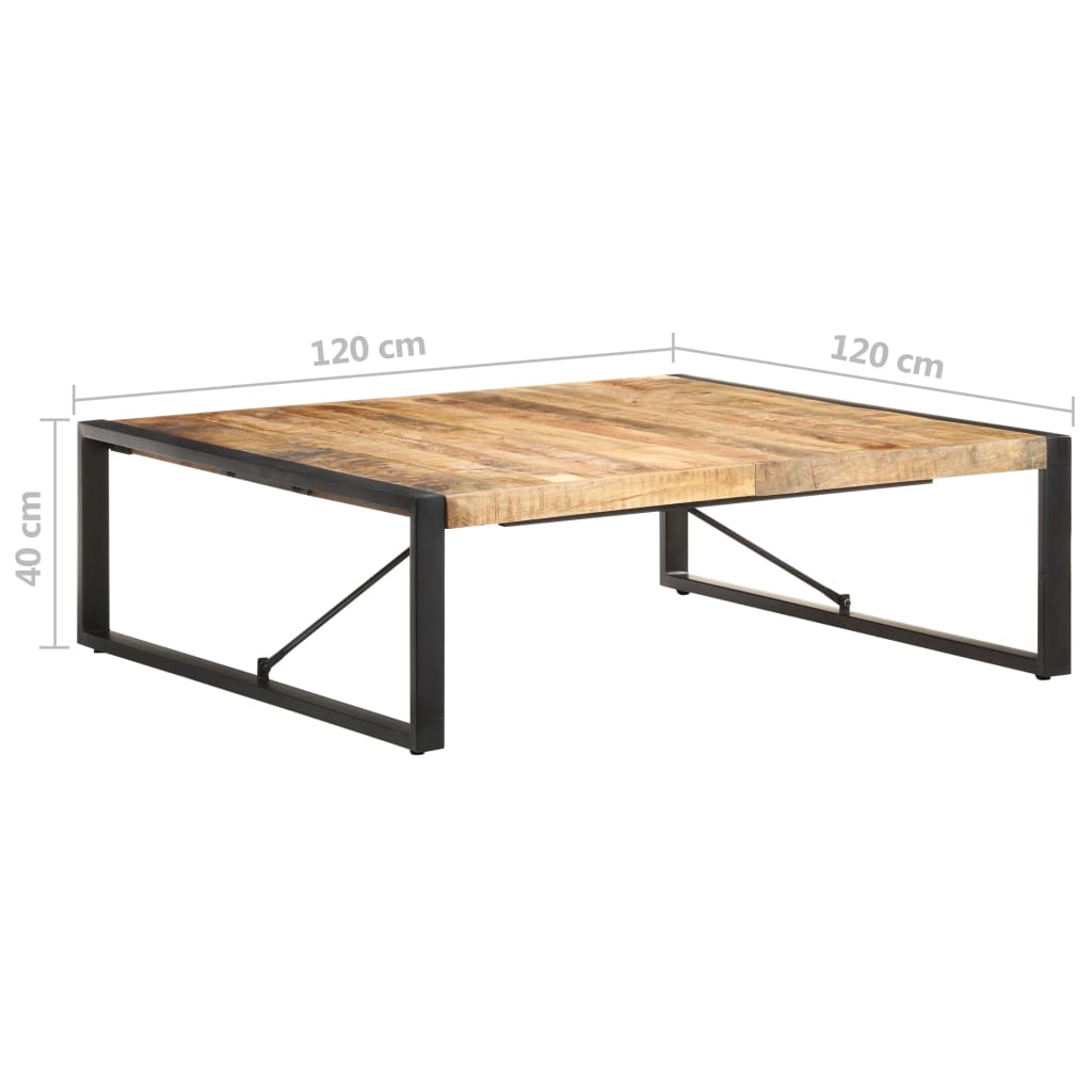 Mesa de centro madera de mango rugosa 120x120x40 cm