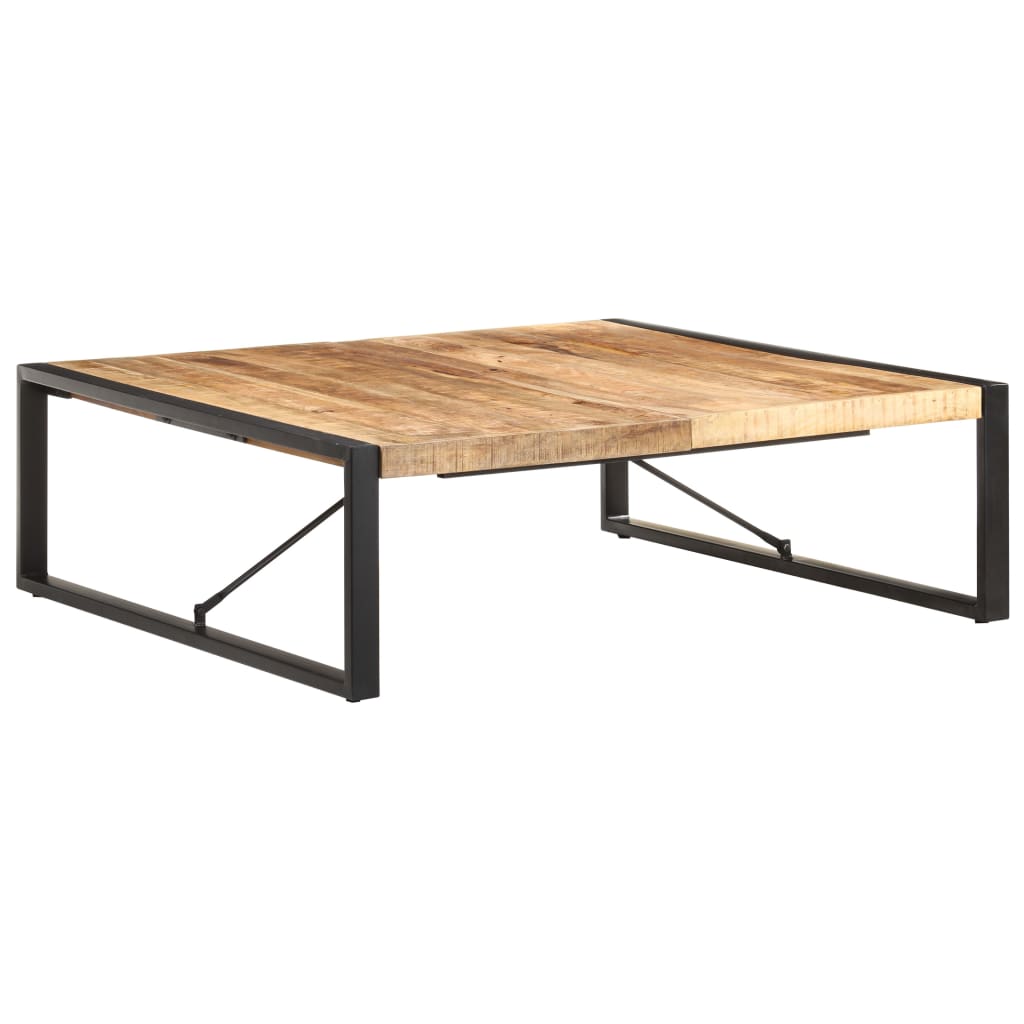Mesa de centro madera de mango rugosa 120x120x40 cm