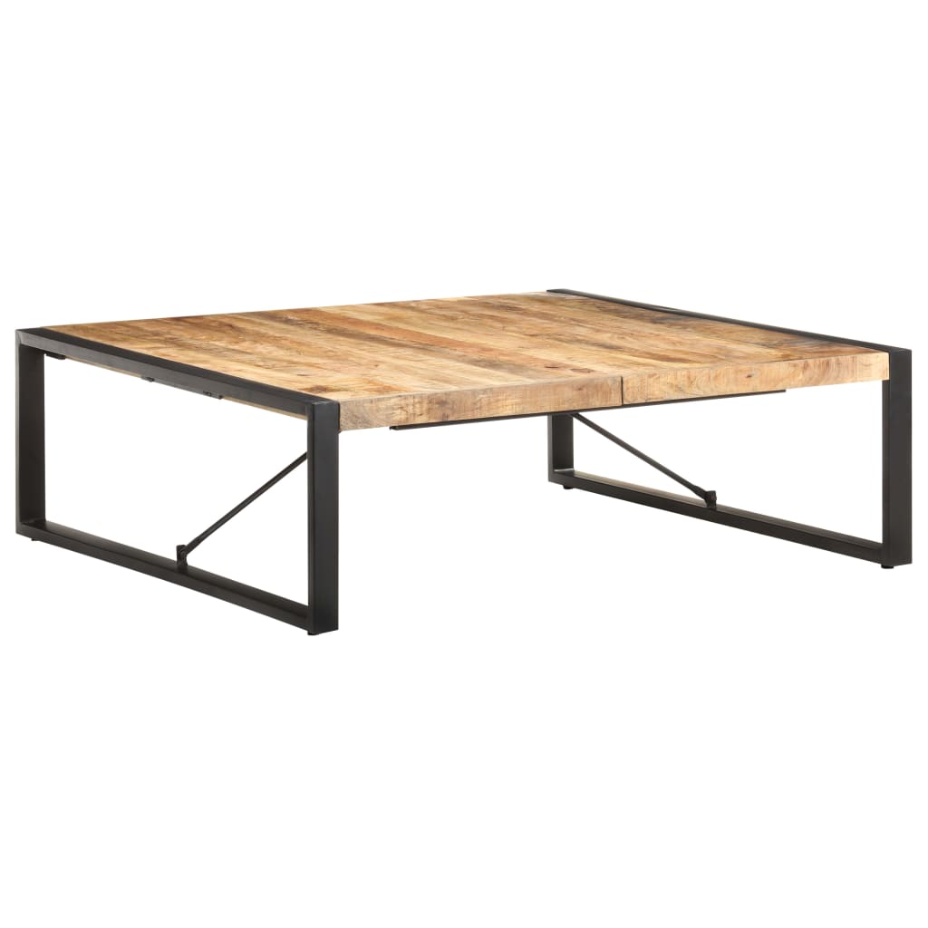 Mesa de centro madera de mango rugosa 120x120x40 cm