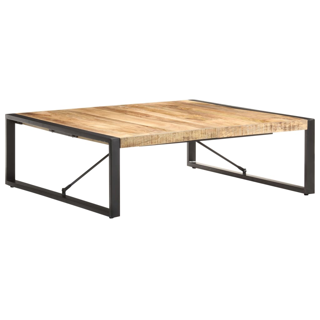 Mesa de centro madera de mango rugosa 120x120x40 cm