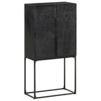 Aparador de madera maciza de acacia y mango negro 60x30x120 cm