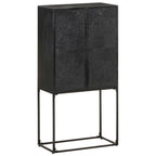Aparador de madera maciza de acacia y mango negro 60x30x120 cm