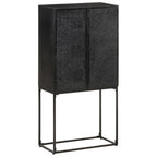 Aparador de madera maciza de acacia y mango negro 60x30x120 cm